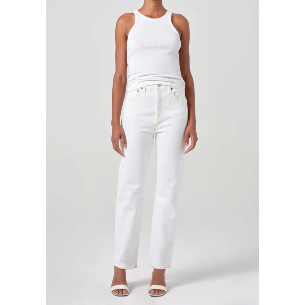 AGOLDE 90's Pinch Waist High Rise Straight Leg White Jeans Women's Size 31